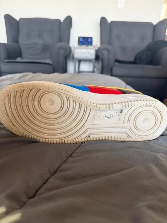 Nike Uno Air Force 1 in Blue, Yellow, Red, White & Black - Picture 7 of 11